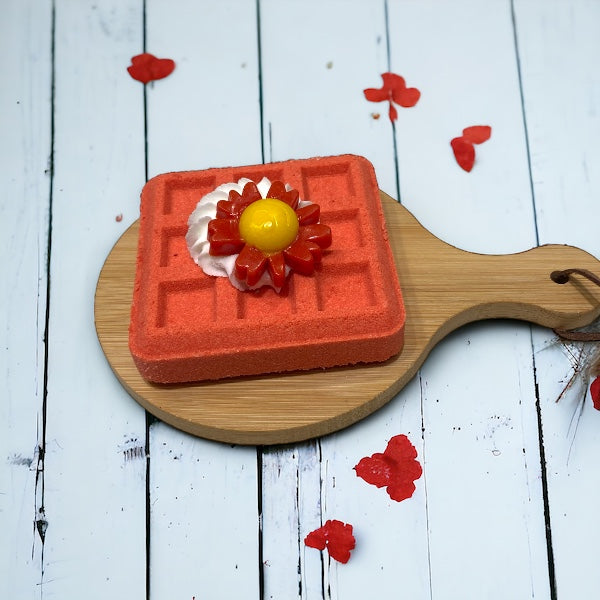 Waffle Bath Bomb - Red Orange - Calla Lily Cosmetics + CL kids