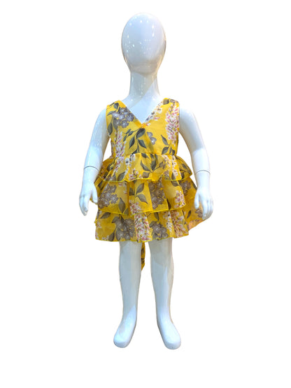 Little Girls Yellow Floral Ruffle Dress - Calla Lily Cosmetics + CL kids