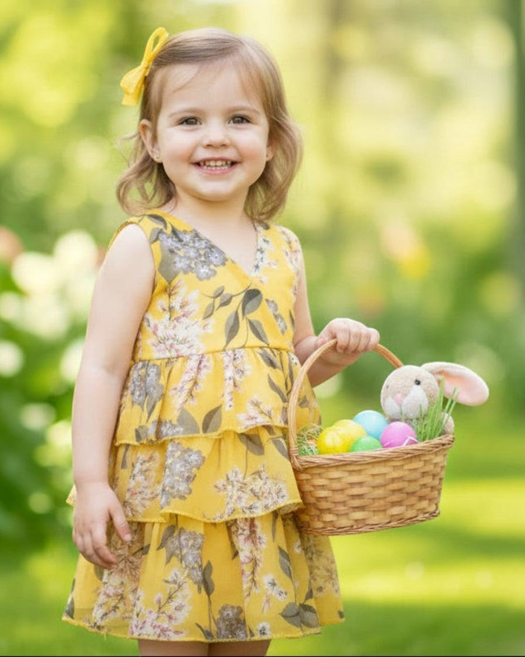 Little Girls Yellow Floral Ruffle Dress - Calla Lily Cosmetics + CL kids