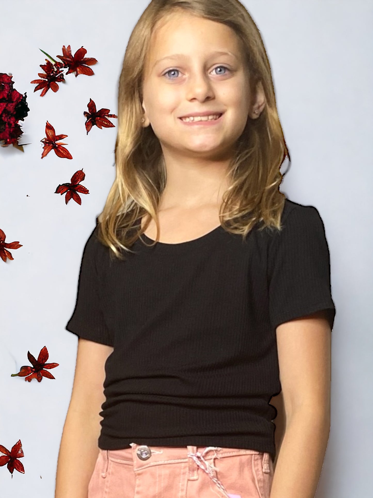 Tween Rib Knit Tee - Black - Calla Lily Cosmetics + CL kids