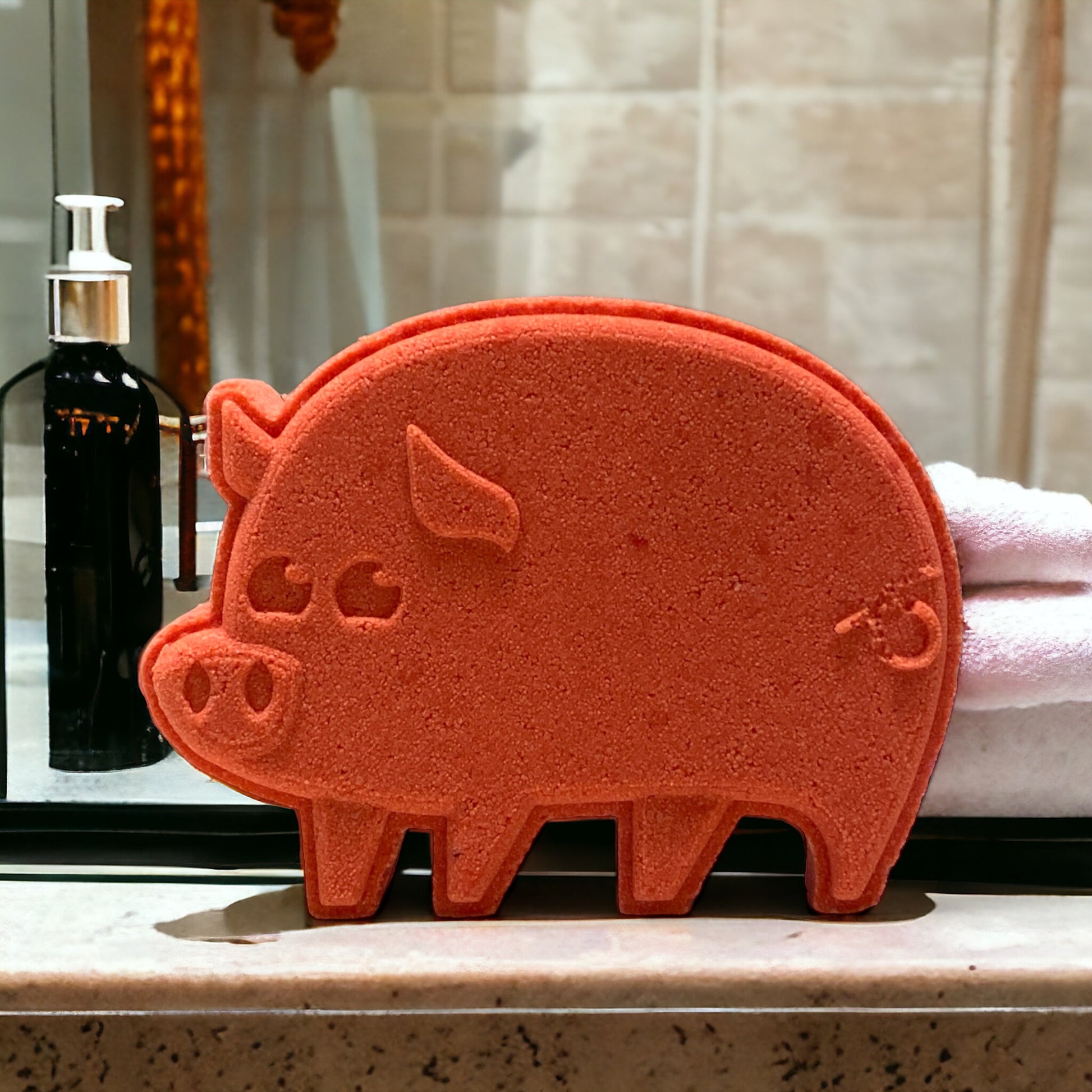 Piggy Bath Bomb - Red Orange - Calla Lily Cosmetics + CL kids