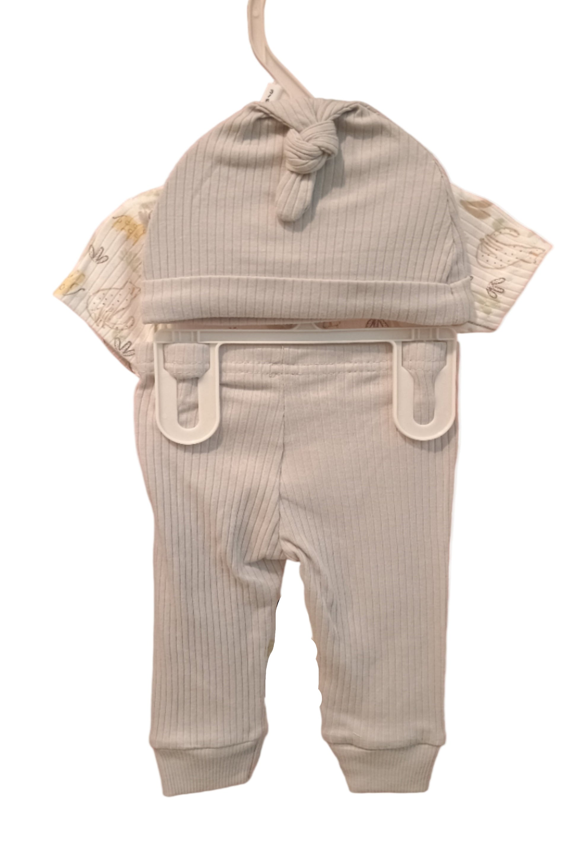 baby hat and pants on white background