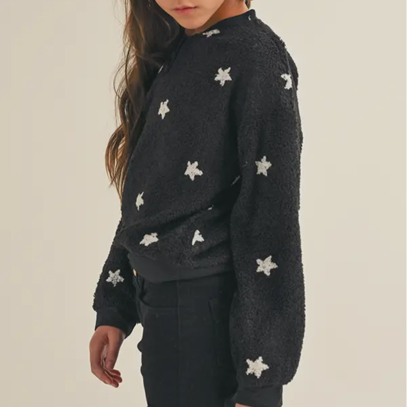 Henley Black Pullover Sweater- Tween - Calla Lily Cosmetics + CL kids