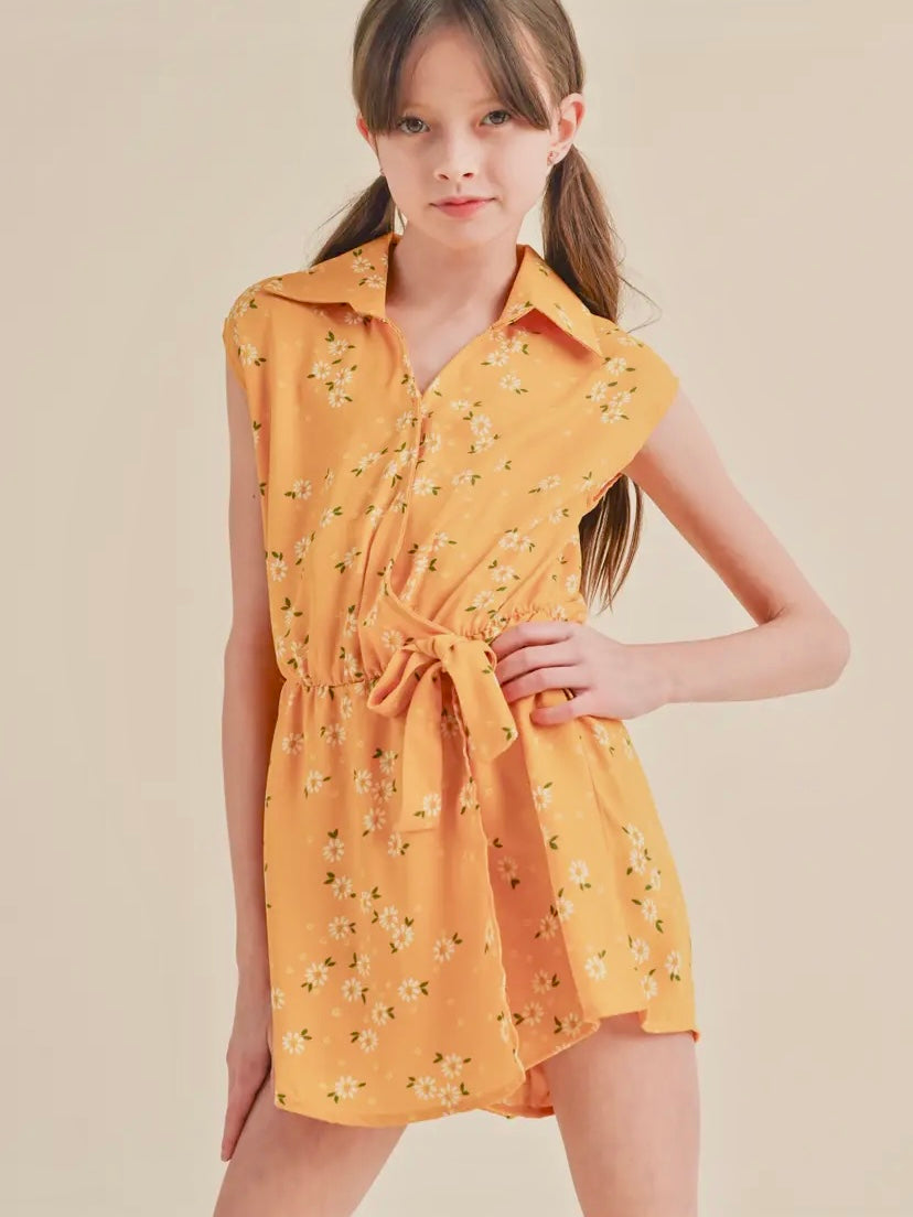 Yellow Floral Skort Romper - Tween - Calla Lily Cosmetics + CL kids