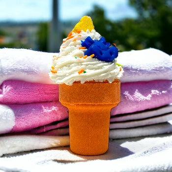 Ice Cream Cone Bath Bomb - Orange - Calla Lily Cosmetics + CL kids