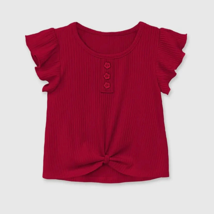 Cranberry Flutter Sleeve Top - Calla Lily Cosmetics + CL kids