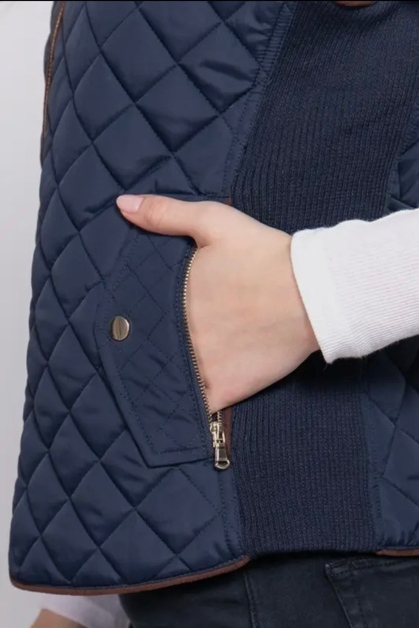 Navy Slim Fit Quilted Vest