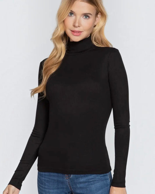 Ribbed Turtleneck-Black - Calla Lily Cosmetics + CL kids