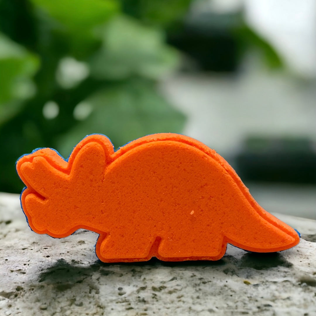 Triceratops Dino Bath Bomb - Orange - Calla Lily Cosmetics + CL kids