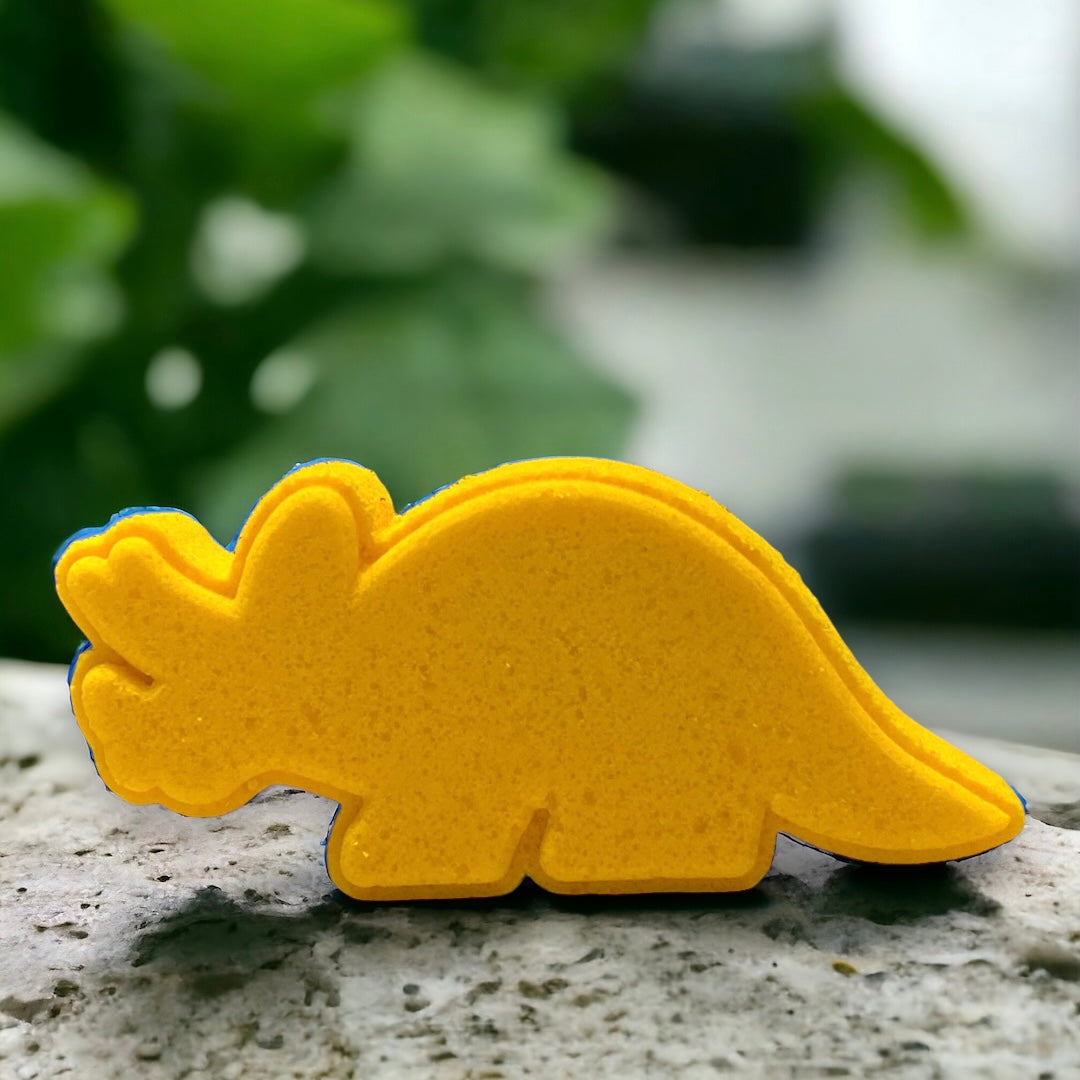 Triceratops Dino Bath Bomb - Yellow - Calla Lily Cosmetics + CL kids