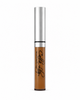 Cosmetic tube with silver cap and brown body on a white background