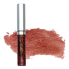 Lip gloss with a swatch of color on a white background