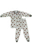 Children's pajama set with football pattern on a white background