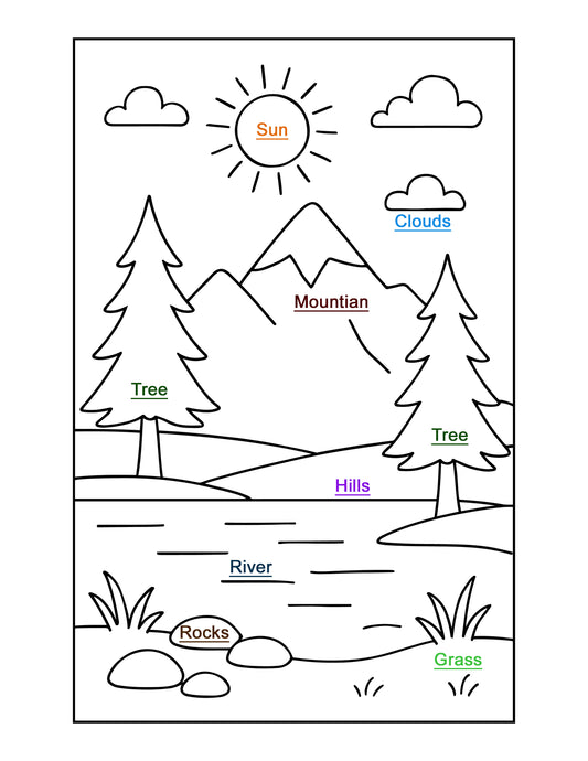 Forest and Mountians Coloring Sheet