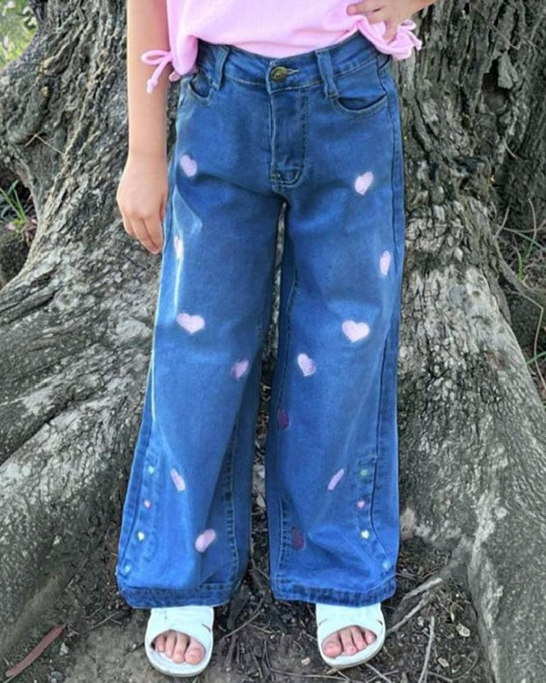 Girls Jeans w/ Pink Hearts - Calla Lily Cosmetics + CL kids