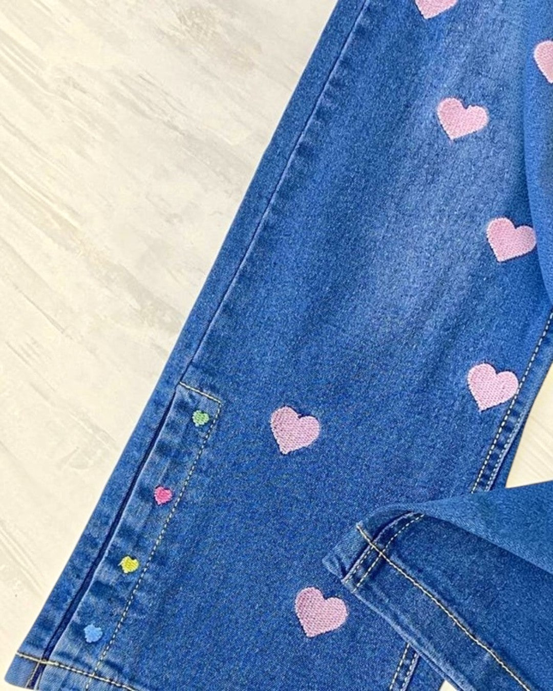 Girls Jeans w/ Pink Hearts - Calla Lily Cosmetics + CL kids