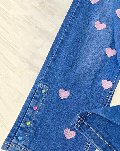 Girls Jeans w/ Pink Hearts - Calla Lily Cosmetics + CL kids