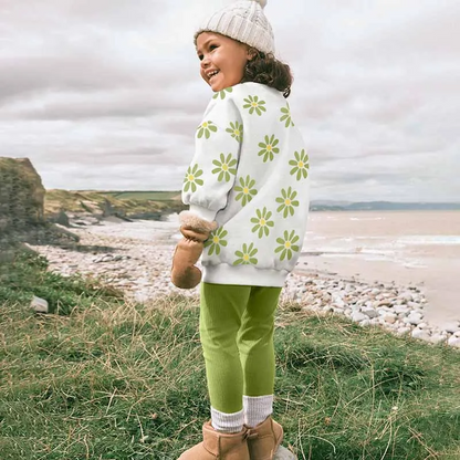 Green Flower Sweatshirt/Legging Set