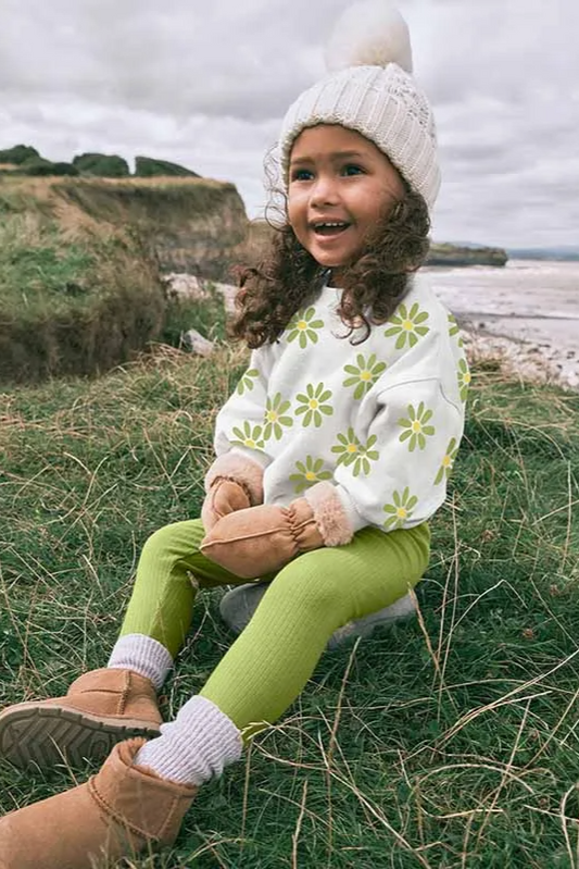 Green Flower Sweatshirt/Legging Set