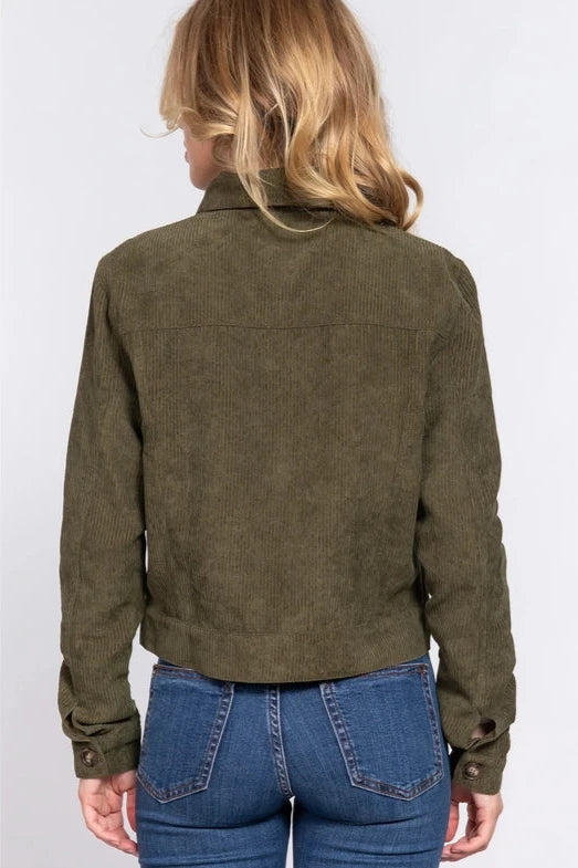 Junior - Olive Green Corduroy Jacket