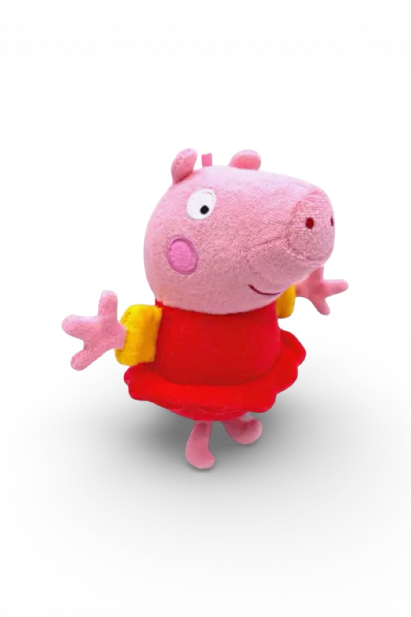 Plush toy of a character from the Peppa Pig series on a white background