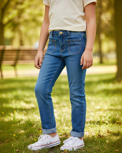 Girl's Jeans w/Rhinestones