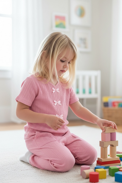 Toddler's Crinkle Plisse Pant Set w/ Bows