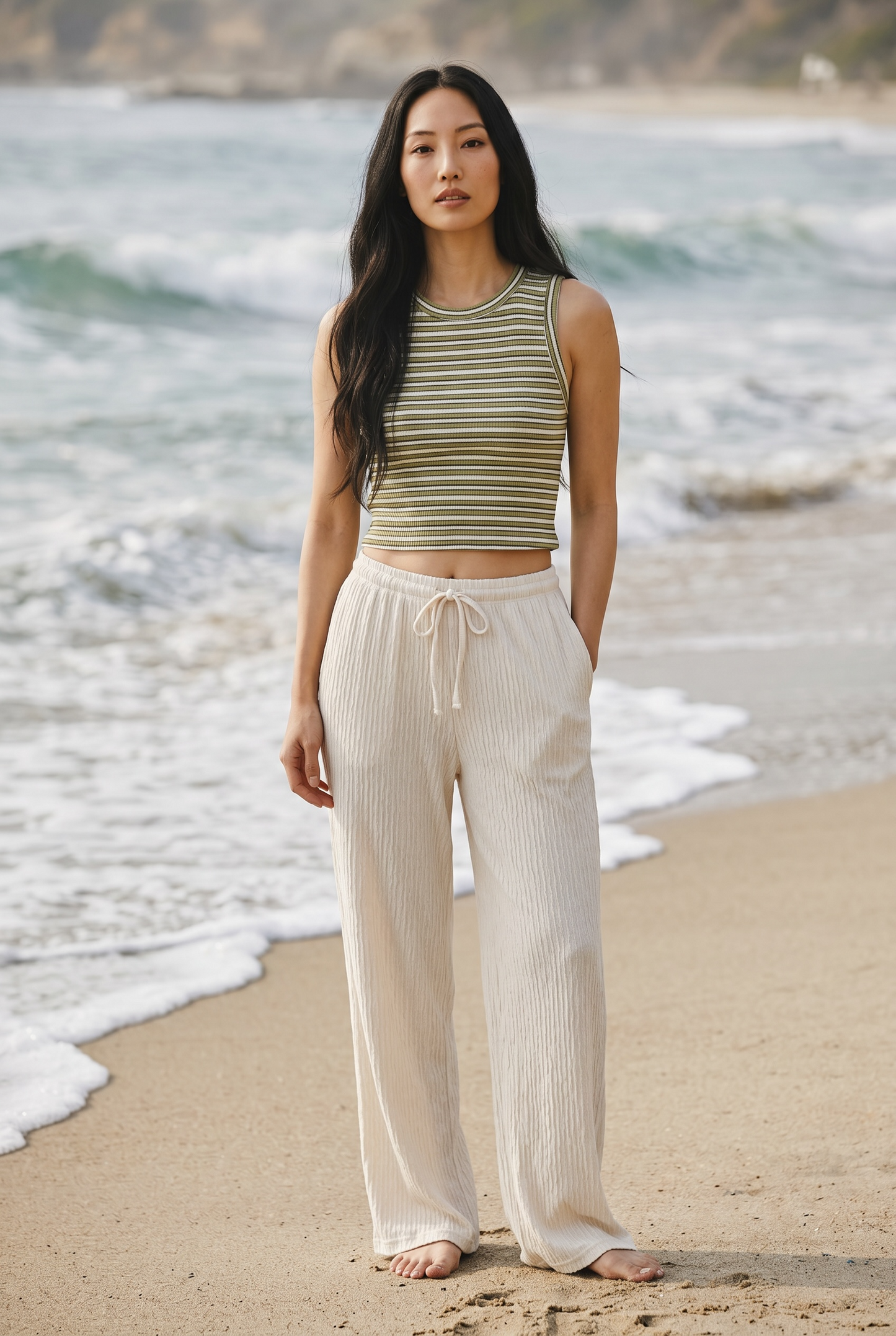 Crew Neck Striped Tank