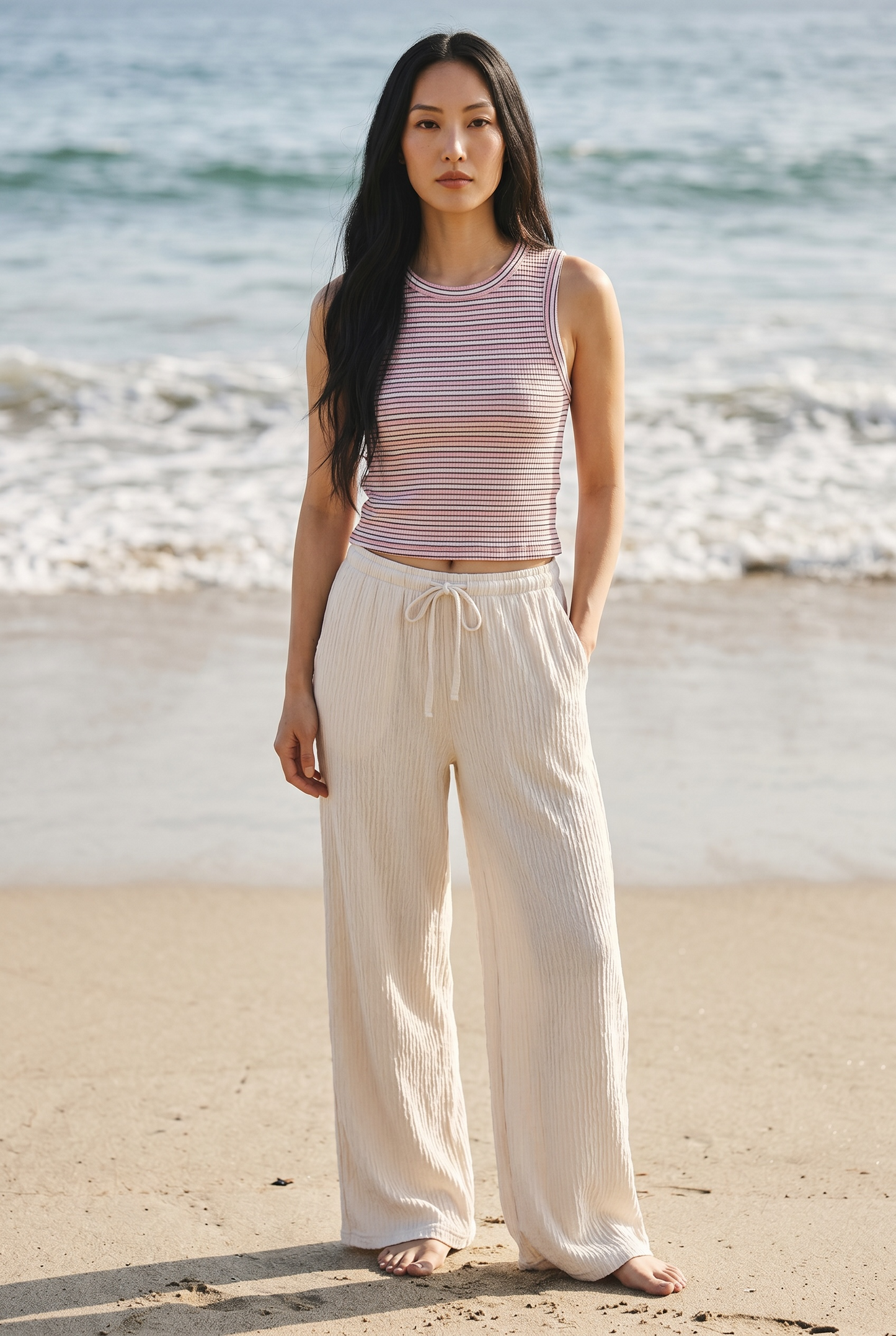Crew Neck Striped Tank