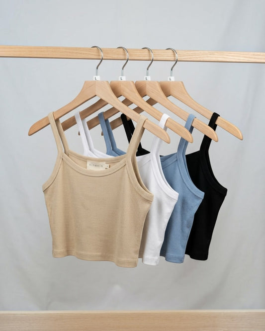 Ribbed Knit Crop Fitted Tank
