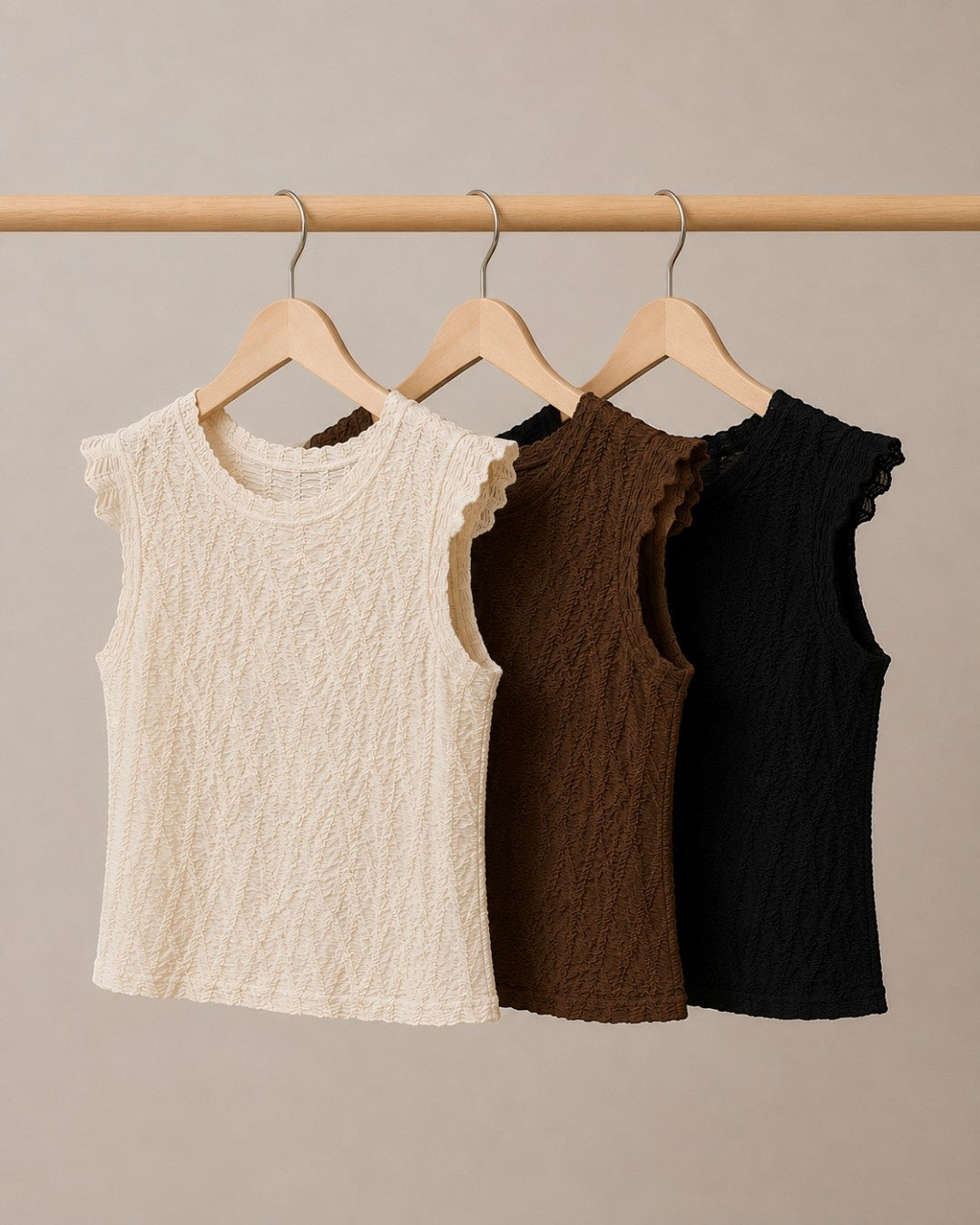 Textured Knit Sleeveless Tank