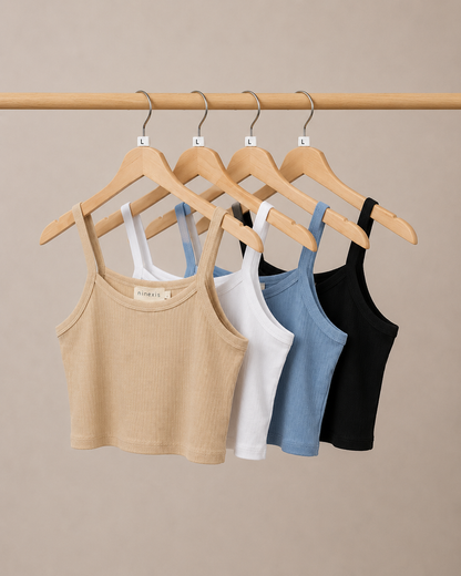 Ribbed Knit Crop Fitted Tank
