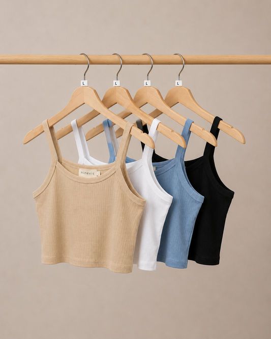 Ribbed Knit Crop Fitted Tank