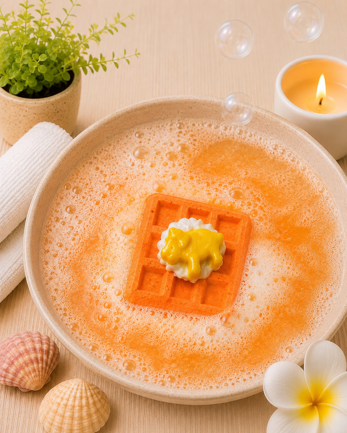 Waffle Bath Bomb l Fruity l Orange