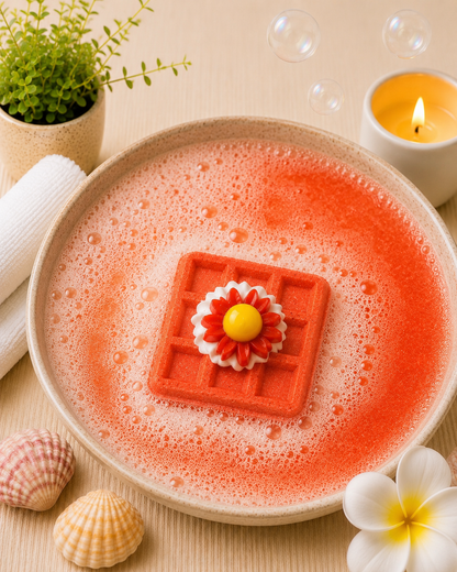 Waffle Bath Bomb l Blood Orange l Red Orange