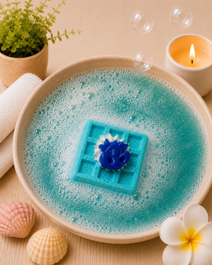 Waffle Bath Bomb l Floral l Teal