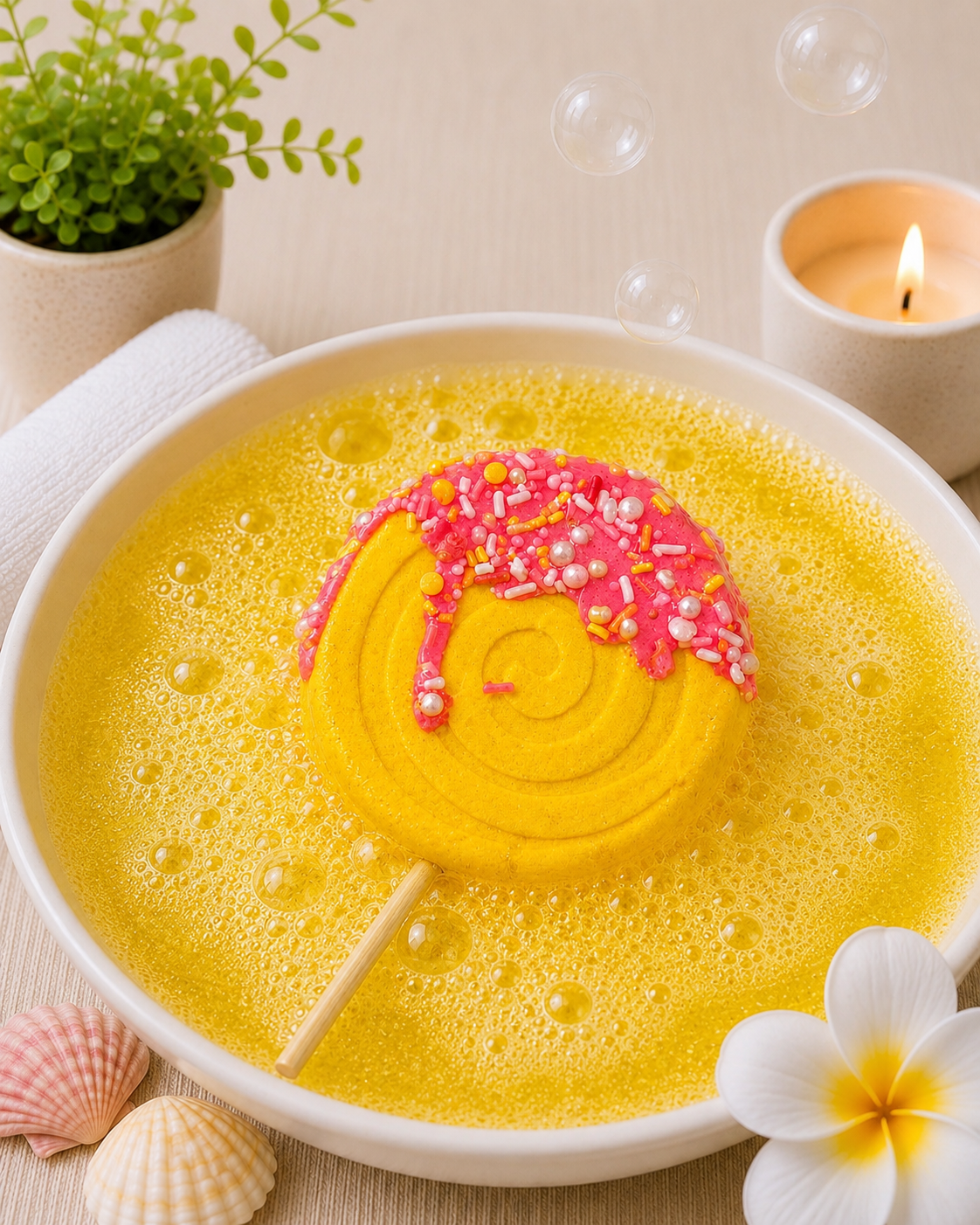 Lollipop Bath Bomb l Pineapple l Yellow