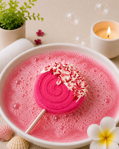 Lollipop Bath Bomb l Strawberry l Pink