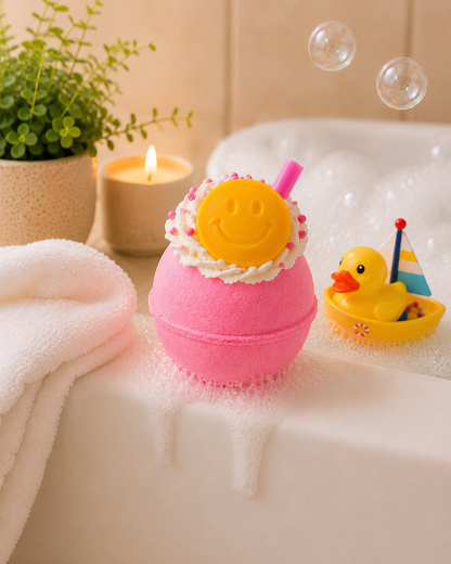 Bubbly Ball Bath Bomb l Strawberry l Pink
