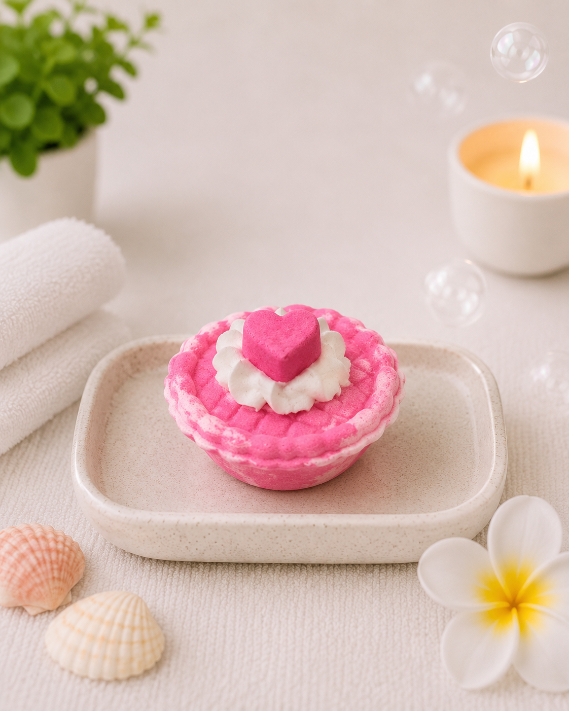 Mini Pie Bath Bomb l Cotton Candy l Pink & White