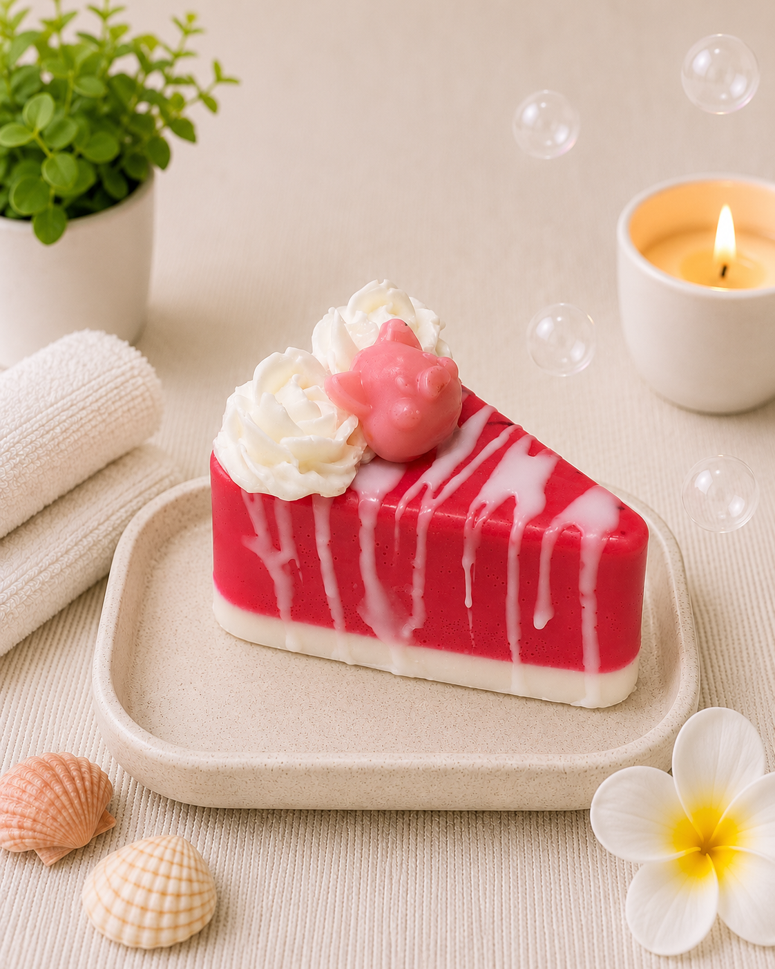 Fresh Strawberry Cake Slice Soap