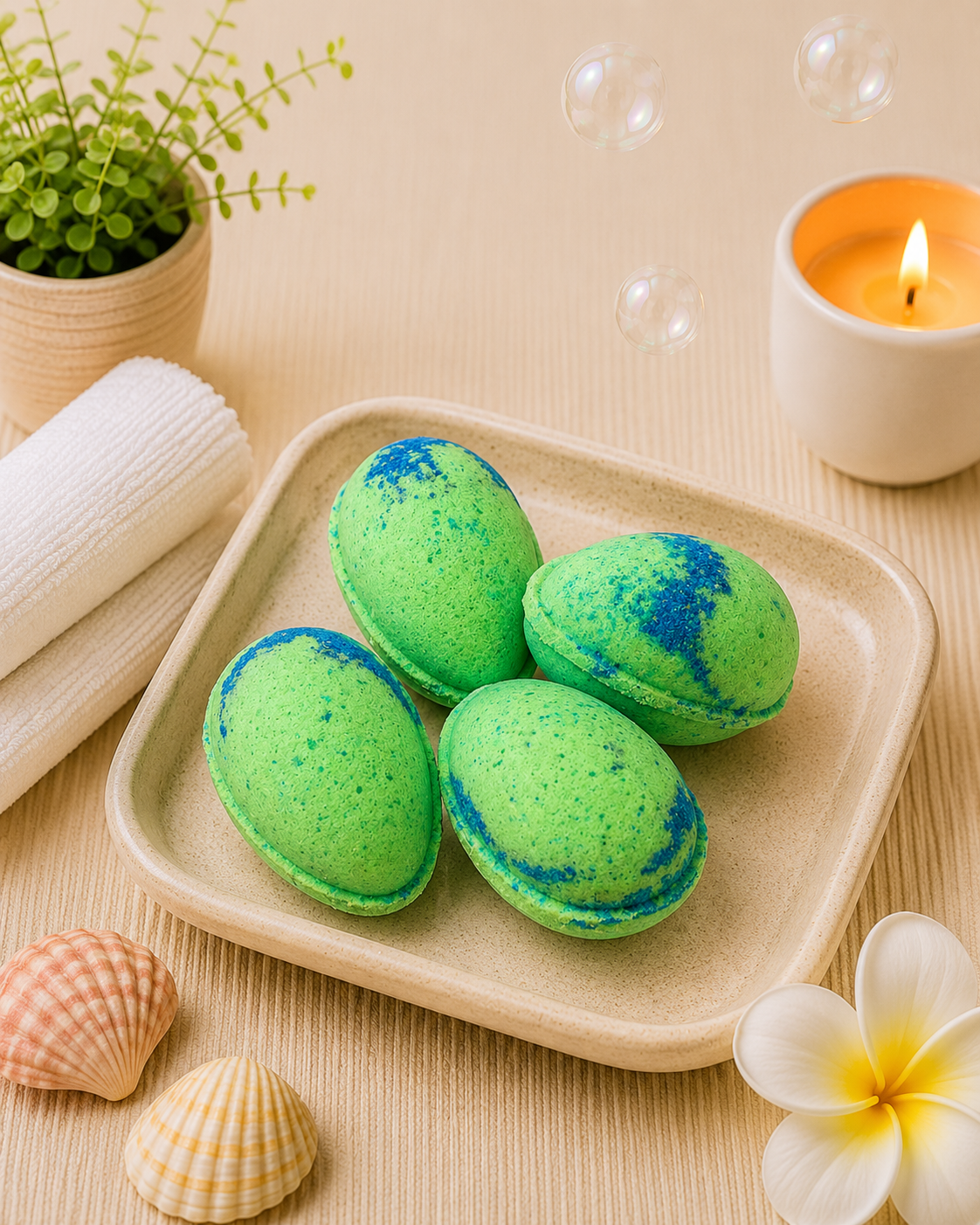 Speckled Egg Bath Bomb l Citrus l Green