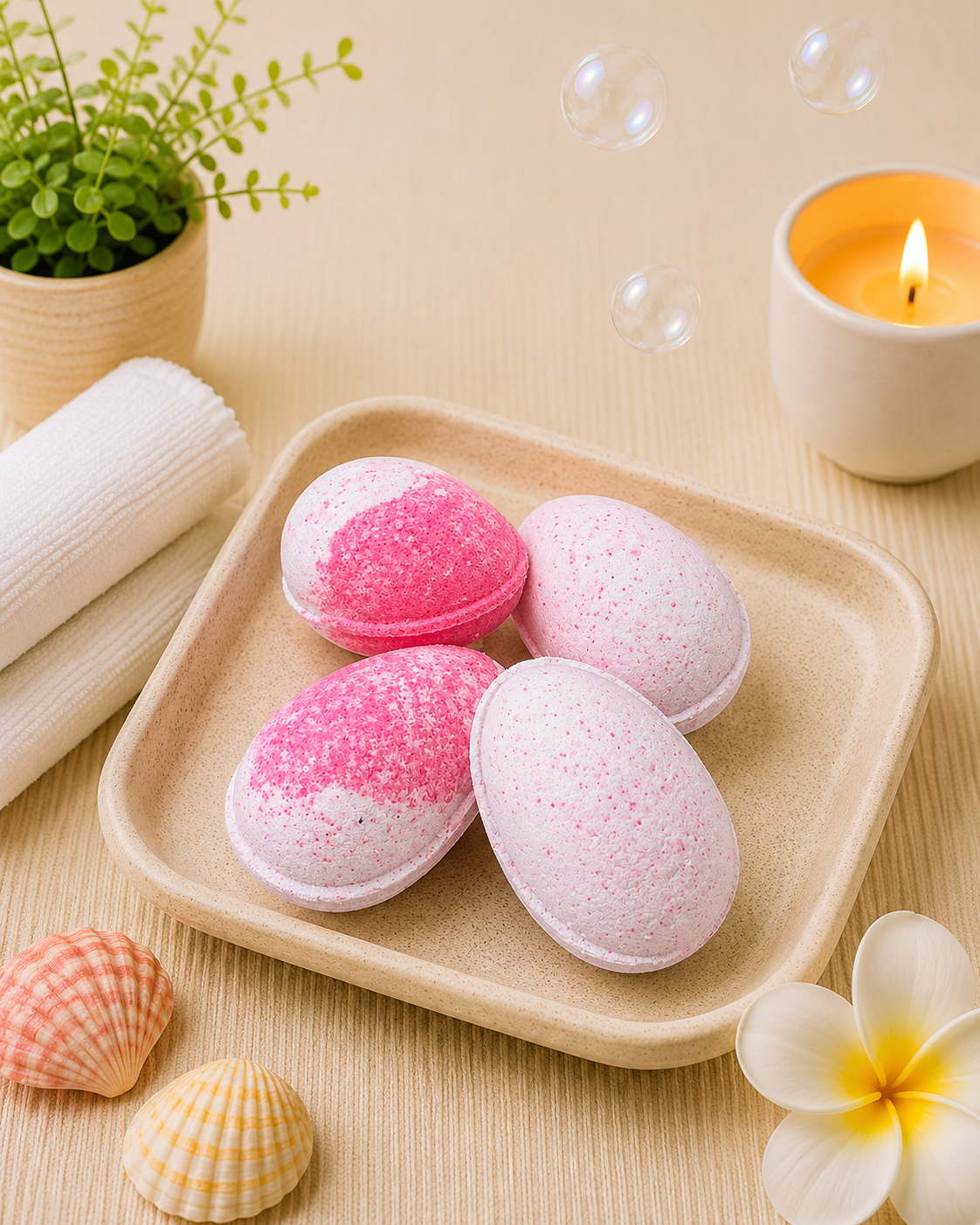 Speckled Egg Bath Bomb l Cotton Candy l Pink & White