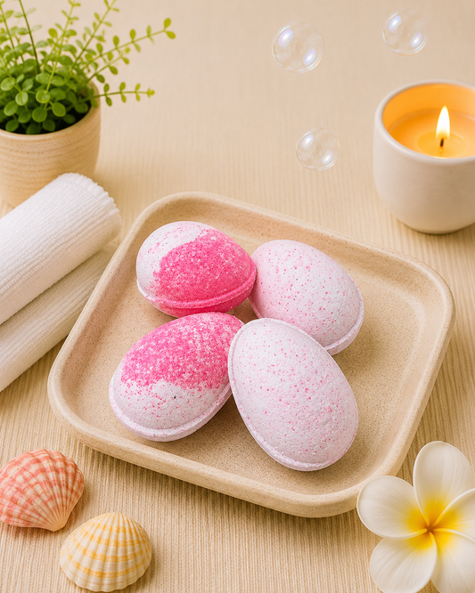 Speckled Egg Bath Bomb l Cotton Candy l Pink & White