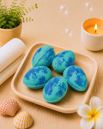 Speckled Egg Bath Bomb l Floral l Teal