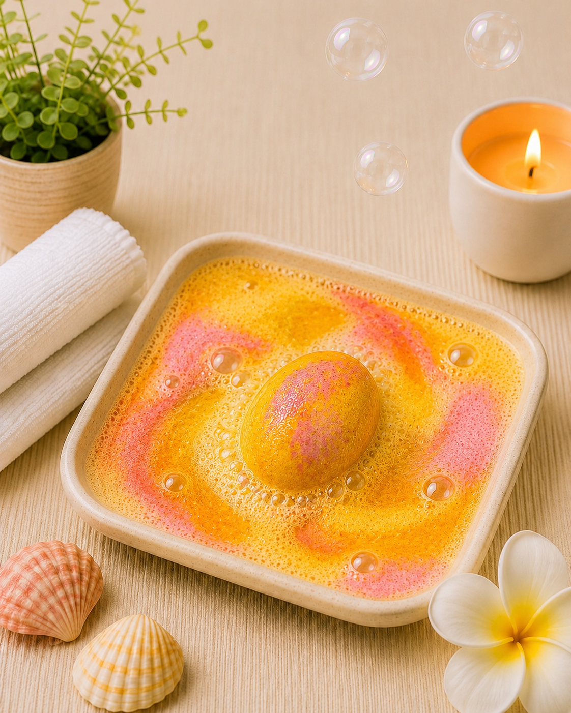 Speckled Egg Bath Bomb l Pineapple l Yellow
