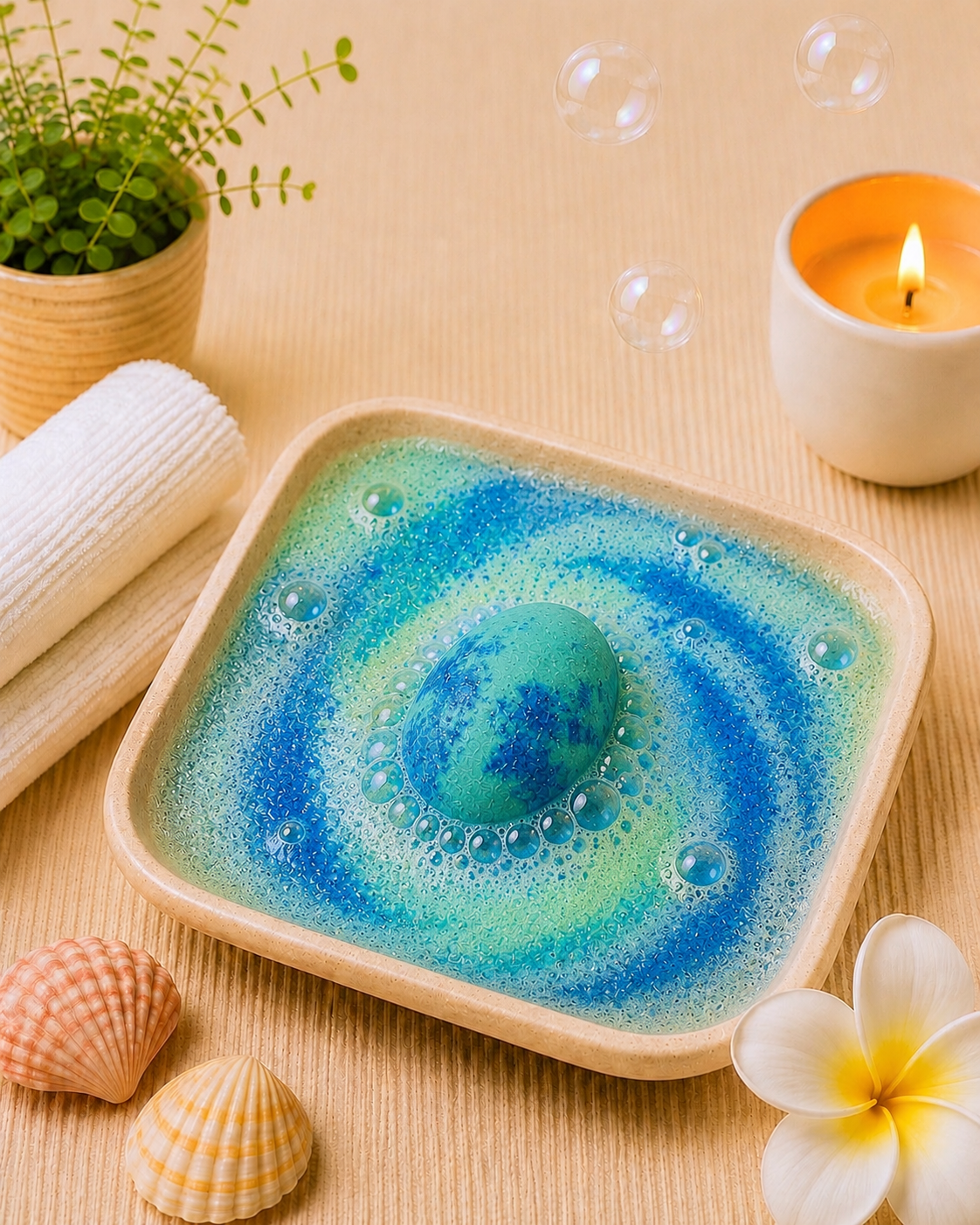 Speckled Egg Bath Bomb l Floral l Teal