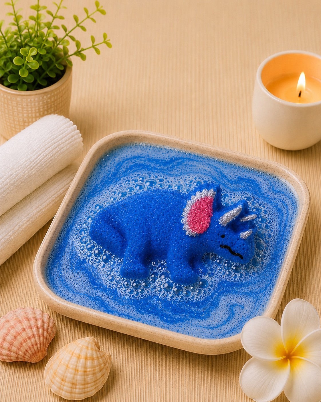 3 oz  Triceratops Bath Bomb l Blueberry l Blue