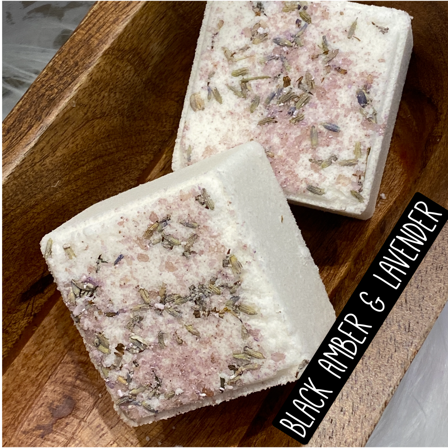 Square Goat Milk Bath Bomb - Black Amber and Lavender