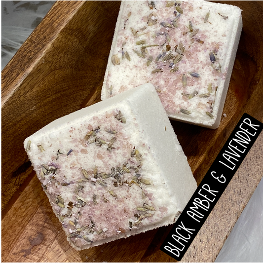 Square Goat Milk Bath Bomb - Black Amber and Lavender